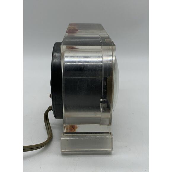 Vtg SESSIONS Lucite Clock MCM Art Deco Roses Tested Working Alarm Does Not Work - Picture 6 of 8